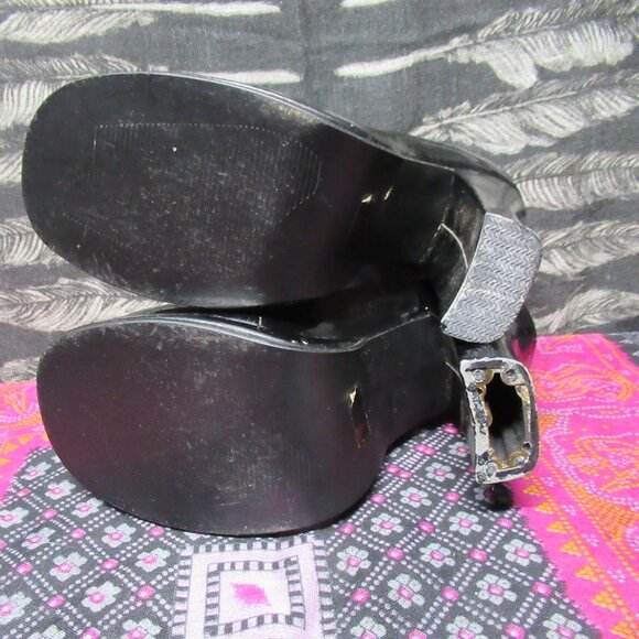 Goth Black Patent Leather Chunky Platform Heel Mary Jane Shoes *Flawed* - Picture 7 of 12